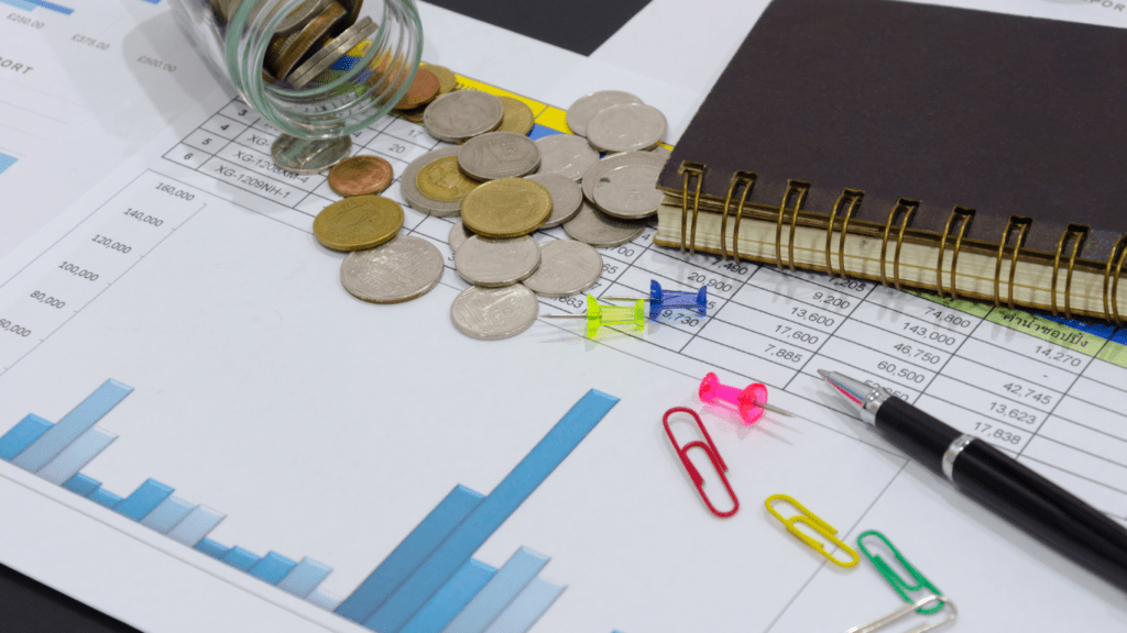 stock of coins in a piece of paper