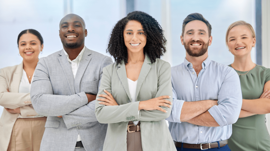 Happy office team portrait